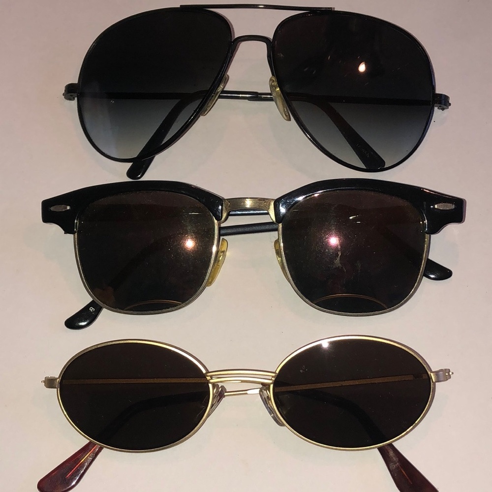 Stylish Black Brown and Gold Tone Sunglasses Set